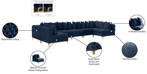 Westmount Navy Velvet Modular Sectional Sec7A