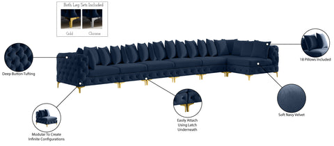Westmount Navy Velvet Modular Sectional Sec7B
