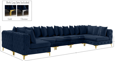 Westmount Navy Velvet Modular Sectional Sec7C