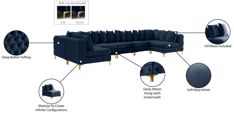 Westmount Navy Velvet Modular Sectional Sec7C