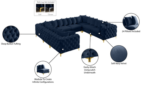 Westmount Navy Velvet Modular Sectional Sec8A