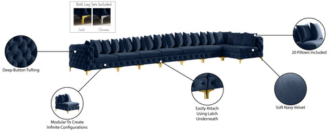 Westmount Navy Velvet Modular Sectional Sec8B
