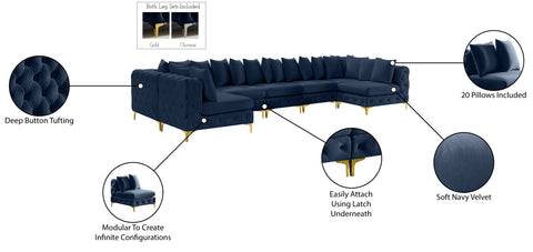 Westmount Navy Velvet Modular Sectional Sec8C