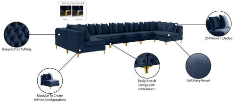 Westmount Navy Velvet Modular Sectional Sec9A