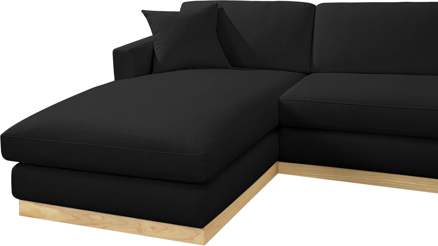 alta black linen textured fabric 3pc. sectional (3 boxes) sectional