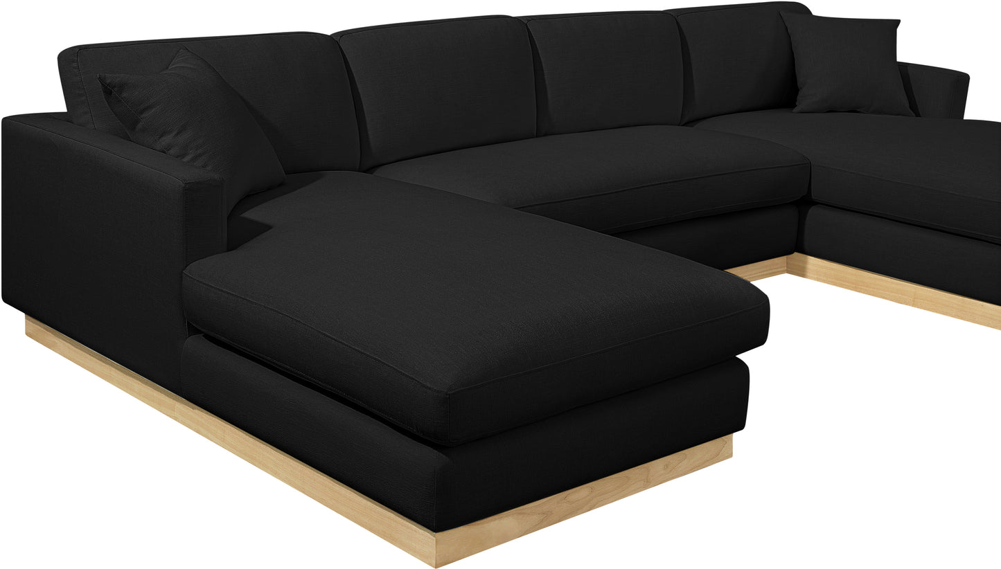 alta black linen textured fabric 3pc. sectional (3 boxes) sectional