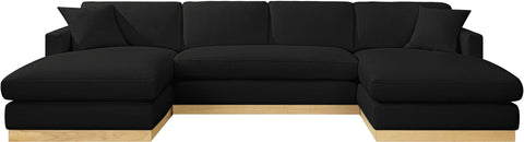 Alta Black Linen Textured Fabric 3pc. Sectional (3 Boxes) Sectional