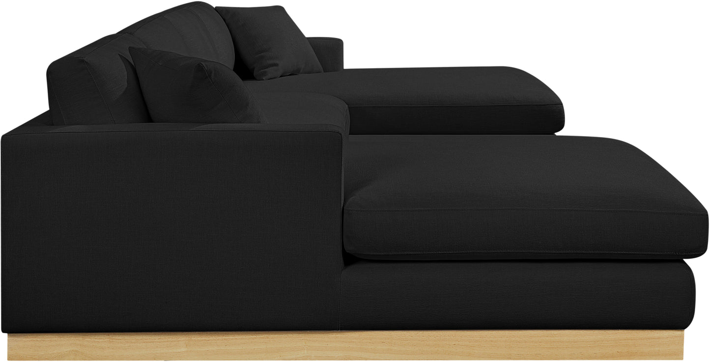 alta black linen textured fabric 3pc. sectional (3 boxes) sectional