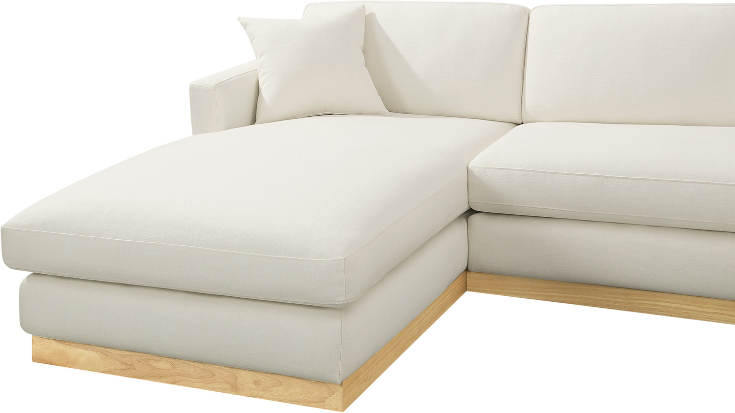 alta cream linen textured fabric 3pc. sectional (3 boxes) sectional