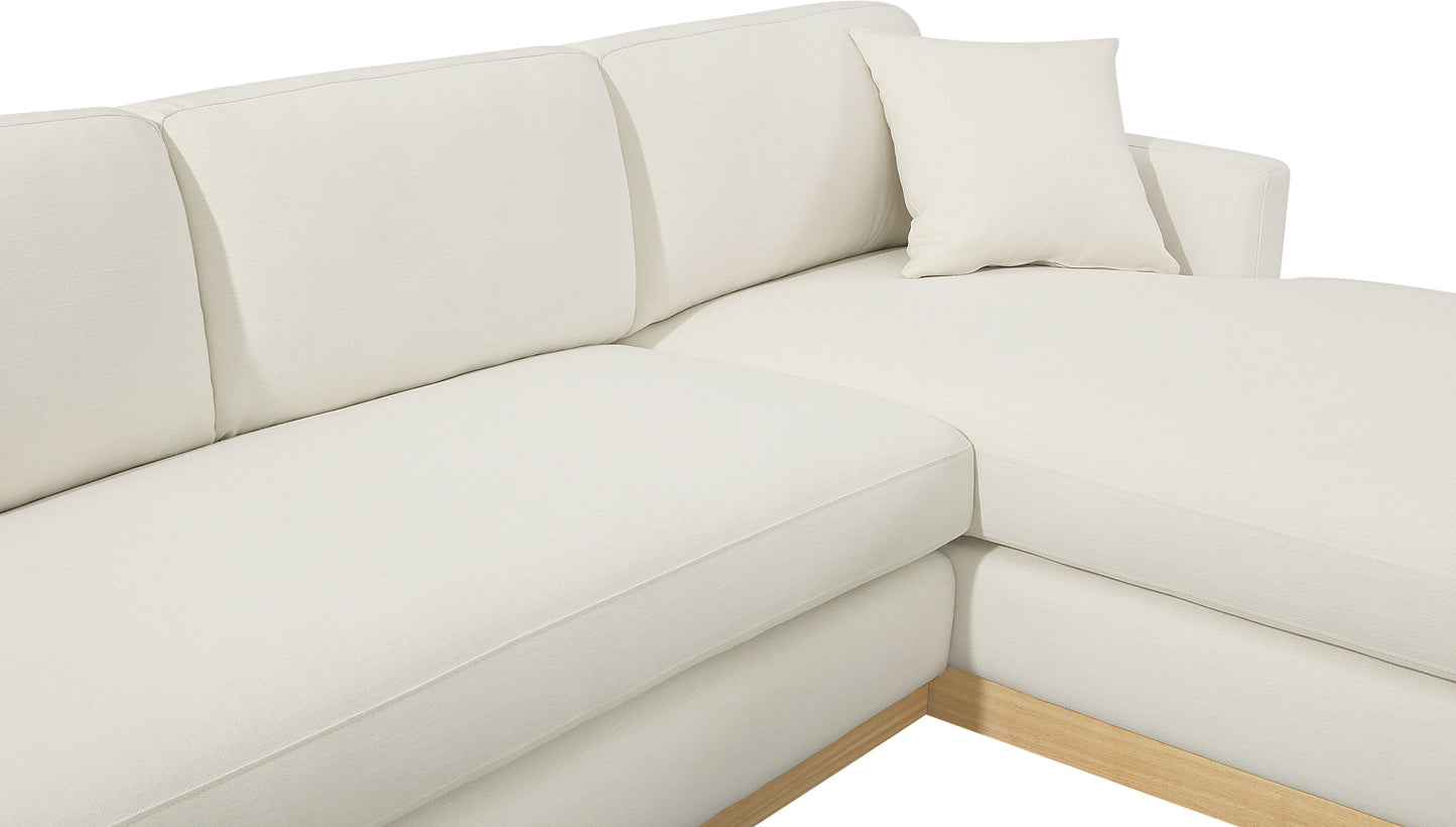 alta cream linen textured fabric 3pc. sectional (3 boxes) sectional