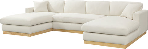 Ghost Cream Linen Textured Fabric 3pc. Sectional (3 Boxes)