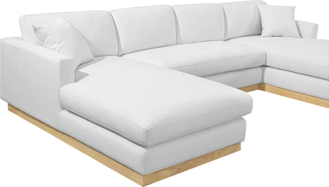 Alta White Linen Textured Fabric 3pc. Sectional (3 Boxes) Sectional