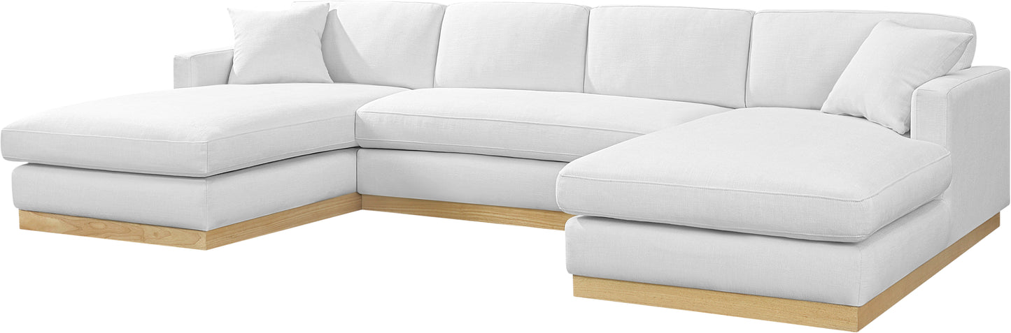 ghost white linen textured fabric 3pc. sectional (3 boxes)