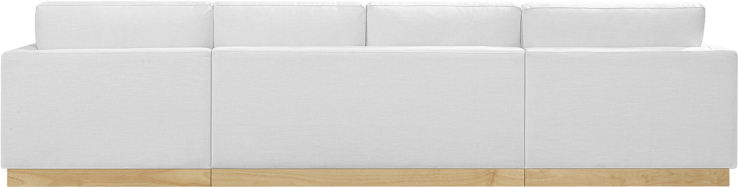 ghost white linen textured fabric 3pc. sectional (3 boxes)