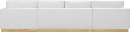 Ghost White Linen Textured Fabric 3pc. Sectional (3 Boxes)