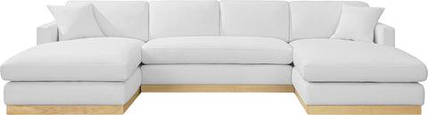 Alta White Linen Textured Fabric 3pc. Sectional (3 Boxes) Sectional