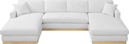 Ghost White Linen Textured Fabric 3pc. Sectional (3 Boxes)