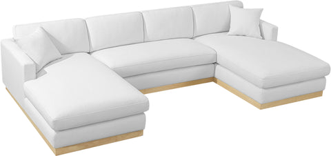 Alta White Linen Textured Fabric 3pc. Sectional (3 Boxes) Sectional