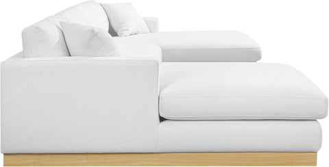 Alta White Linen Textured Fabric 3pc. Sectional (3 Boxes) Sectional