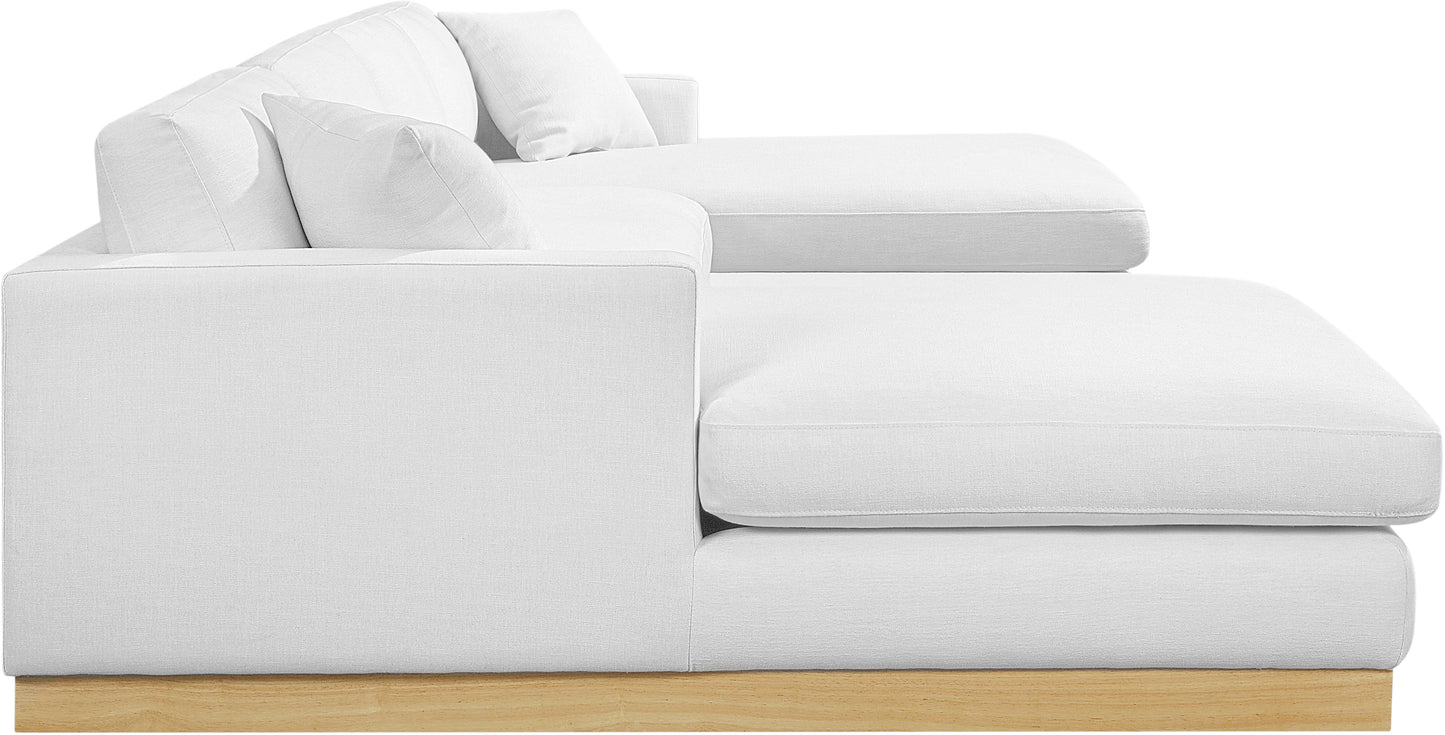 ghost white linen textured fabric 3pc. sectional (3 boxes)