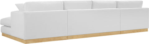 Alta White Linen Textured Fabric 3pc. Sectional (3 Boxes) Sectional