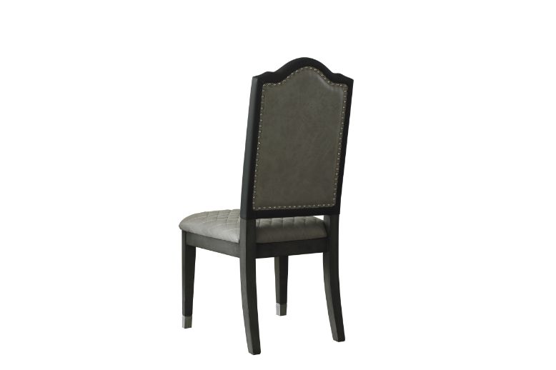 bage beatrice side chair (set-2), two tone gray fabric & charcoal finish