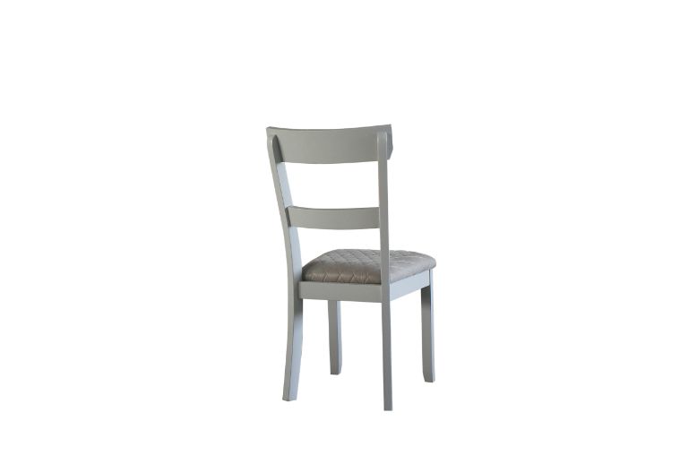 bagley house marchese side chair (set-2), two tone gray fabric & pearl gray finish