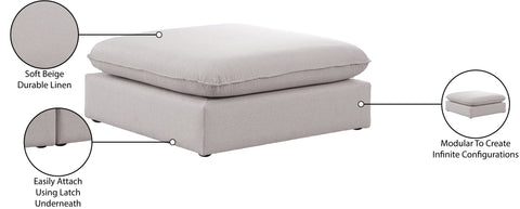 Winston Beige Durable Linen Textured Ottoman Ott