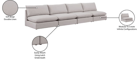 Winston Beige Durable Linen Textured Modular Sofa S160A