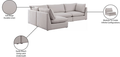 Winston Beige Durable Linen Textured Modular Sectional Sec4A