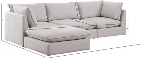Winston Beige Durable Linen Textured Modular Sectional Sec4B
