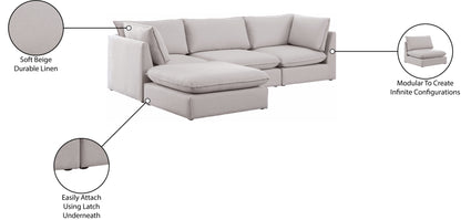 Winston Beige Durable Linen Textured Modular Sectional Sec4B