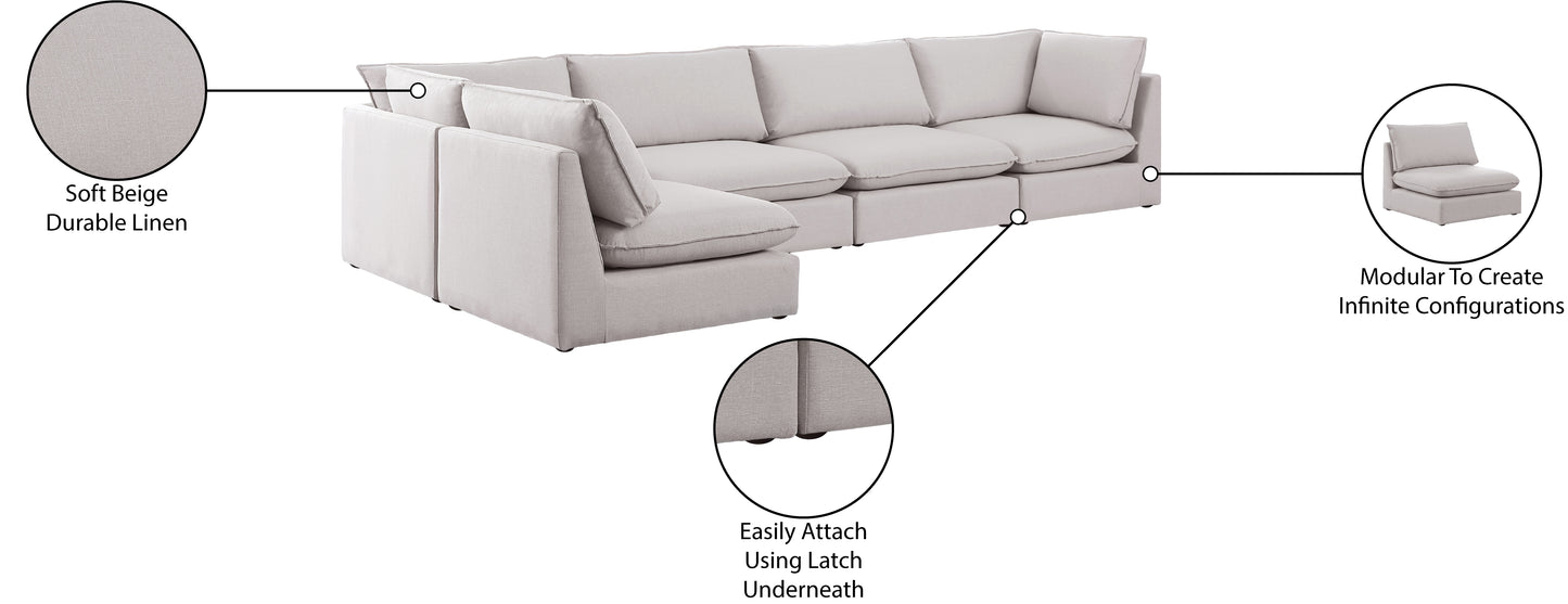 winston beige durable linen textured modular sectional sec5a