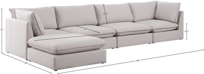 Winston Beige Durable Linen Textured Modular Sectional Sec5B