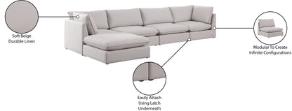 Winston Beige Durable Linen Textured Modular Sectional Sec5B