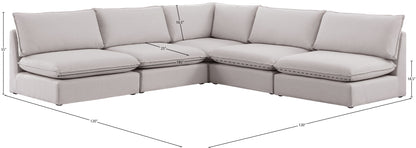 Winston Beige Durable Linen Textured Modular Sectional Sec5C