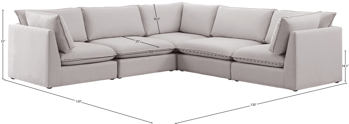 winston beige durable linen textured modular sectional sec5d