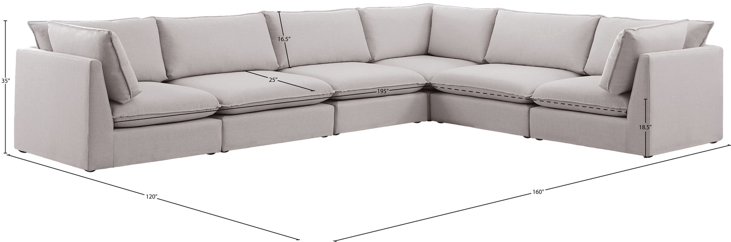 winston beige durable linen textured modular sectional sec6a