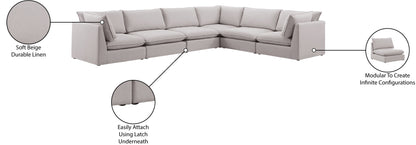 Winston Beige Durable Linen Textured Modular Sectional Sec6A