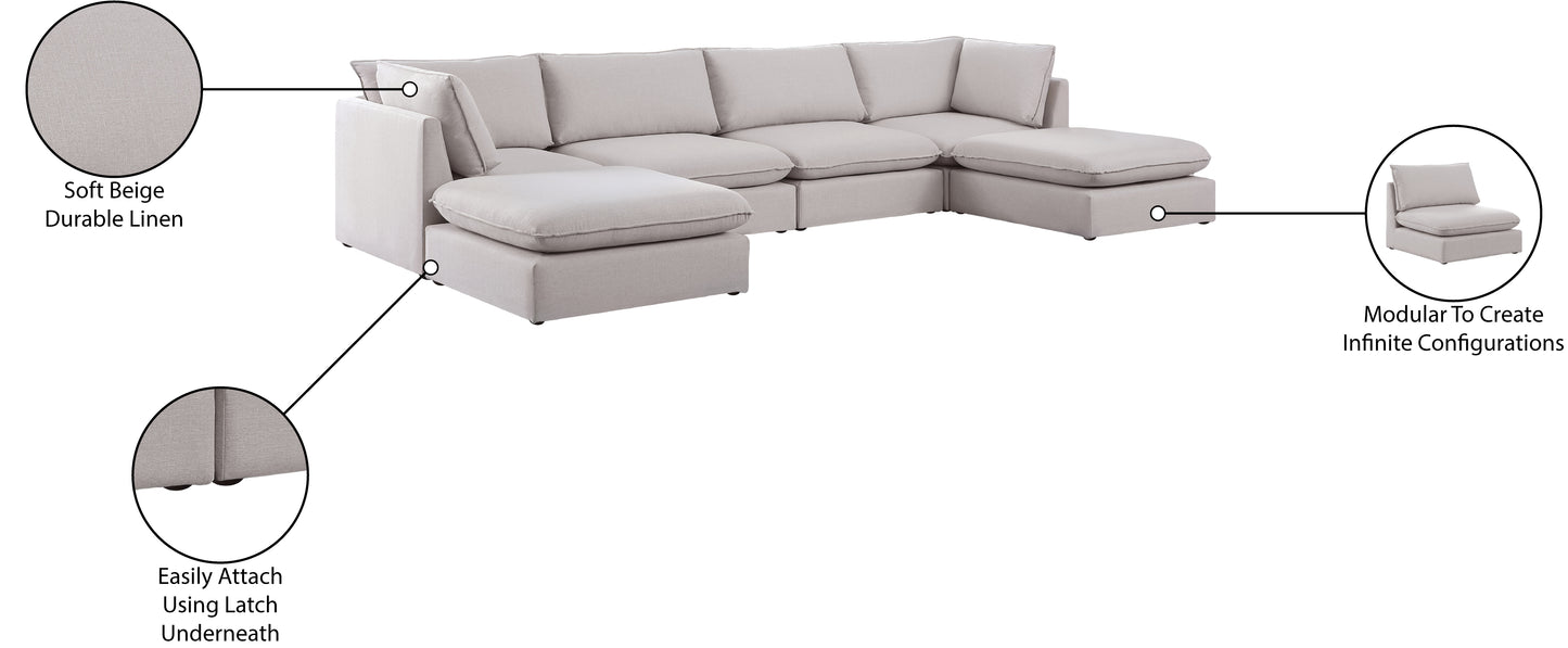 winston beige durable linen textured modular sectional sec6b