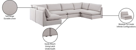 Winston Beige Durable Linen Textured Modular Sectional Sec6C
