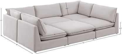 Winston Beige Durable Linen Textured Modular Sectional Sec6D