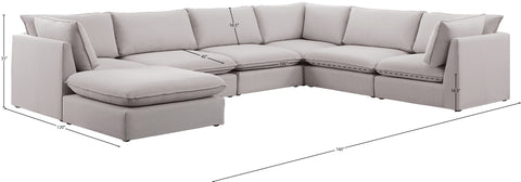 Winston Beige Durable Linen Textured Modular Sectional Sec7B