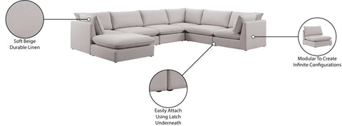 Winston Beige Durable Linen Textured Modular Sectional Sec7B