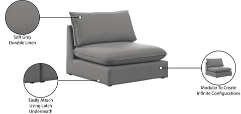Winston Grey Durable Linen Textured Armless Chair Armless