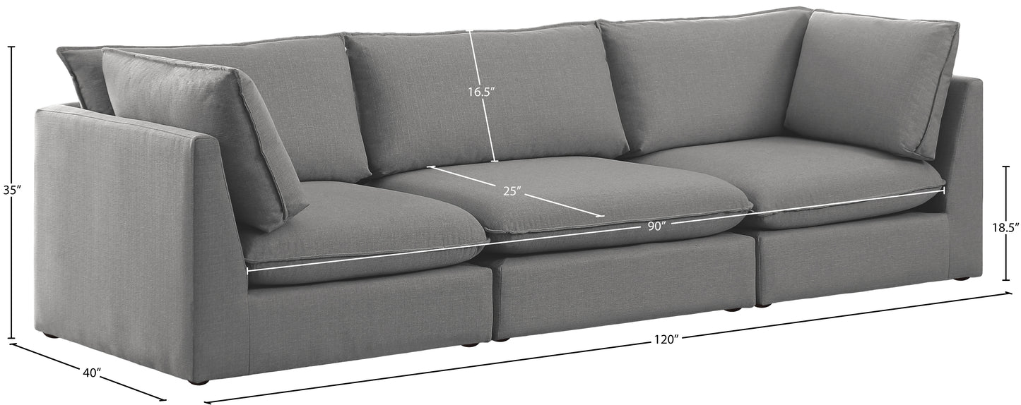 winston grey durable linen textured modular sofa s120b