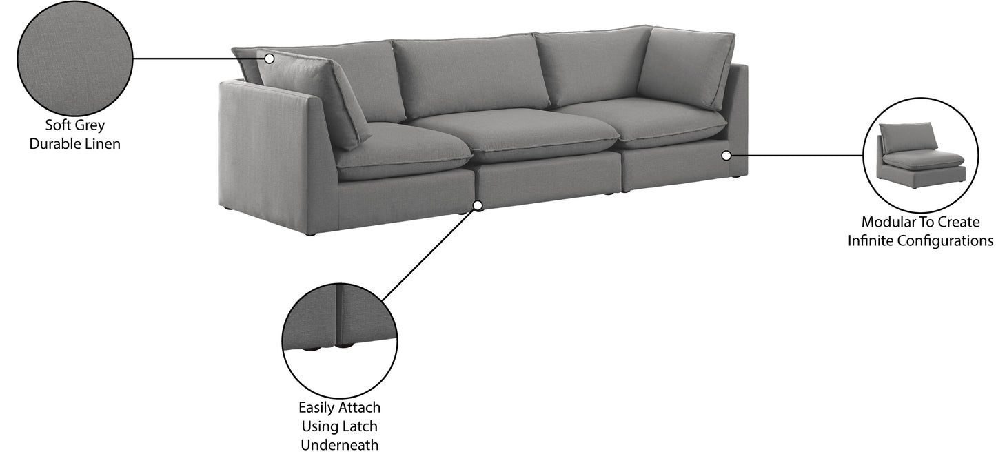 winston grey durable linen textured modular sofa s120b