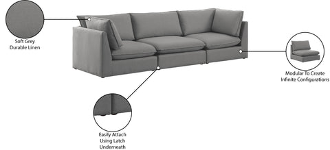 Winston Grey Durable Linen Textured Modular Sofa S120B