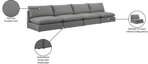 Winston Grey Durable Linen Textured Modular Sofa S160A