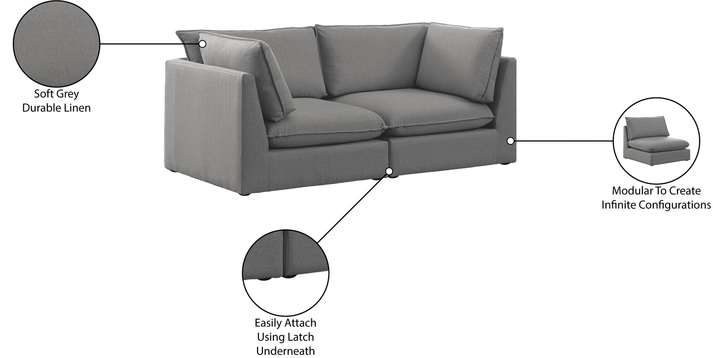 winston grey durable linen textured modular sofa s80b